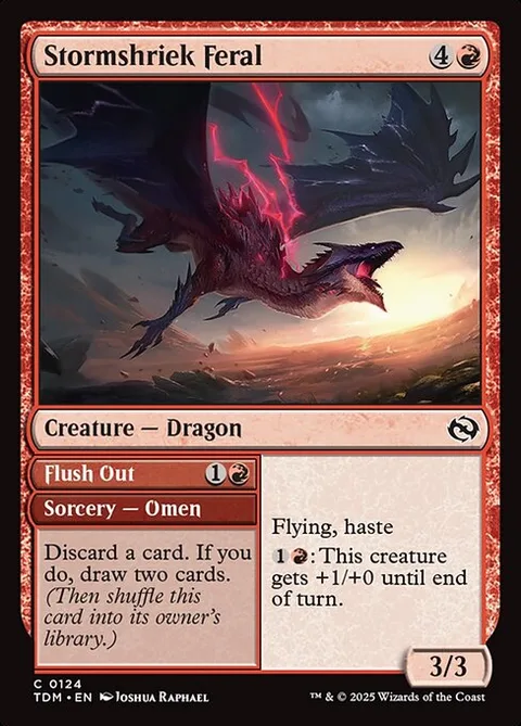 Stormshriek Feral // Flush Out, card 124 from Tarkir: Dragonstorm