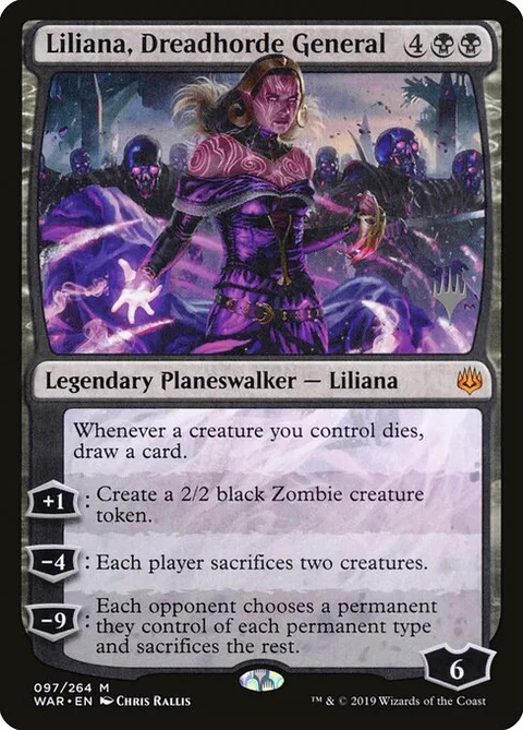 Liliana, Dreadhorde General, card 97p from War of the Spark Promos
