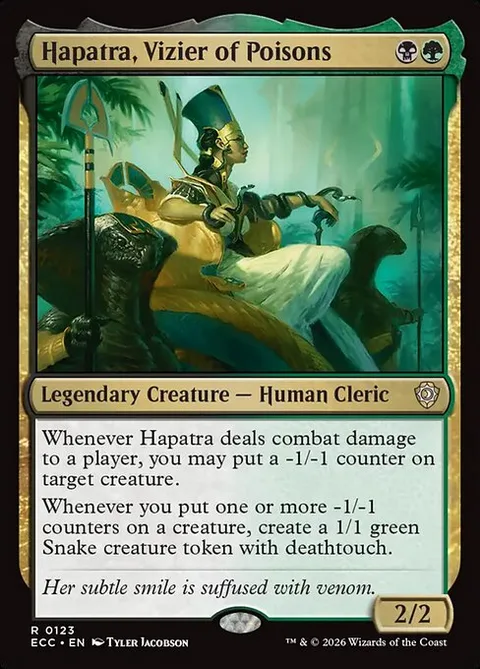 Hapatra, Vizier of Poisons, card 123 from Lorwyn Eclipsed Commander