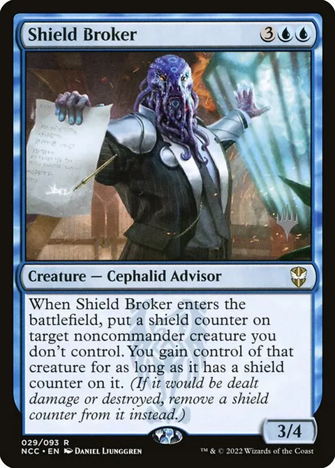 Shield Broker, card 29p from New Capenna Commander Promos