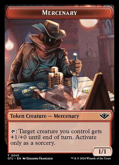 Mercenary, card 10 from Outlaws of Thunder Junction Tokens