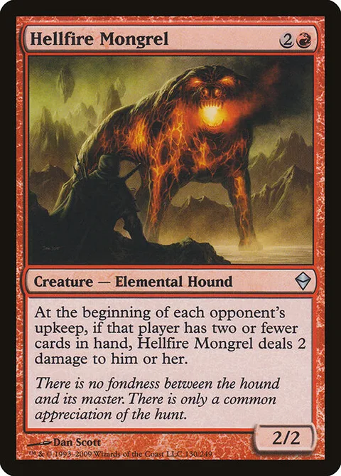 Hellfire Mongrel, carte 130 de Zendikar