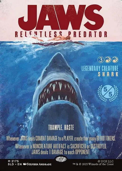 Jaws, Relentless Predator, card 2175 from Secret Lair Drop