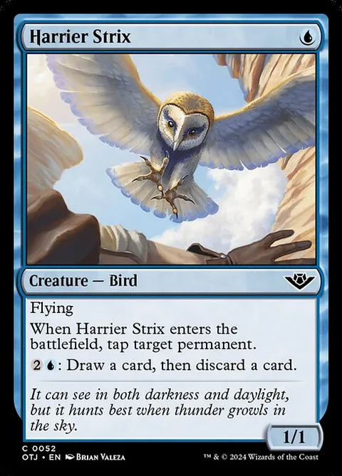 Harrier Strix, card 52 from Outlaws of Thunder Junction