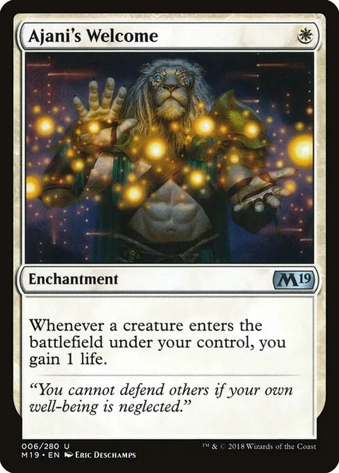 Ajani's Welcome, card 6 from Core Set 2019