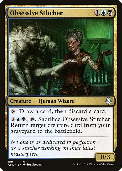 Obsessive Stitcher, card 189 from Forgotten Realms Commander