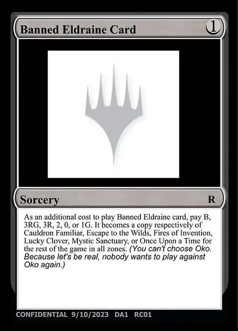Banned Eldraine Card, card RC01a from Unknown Event