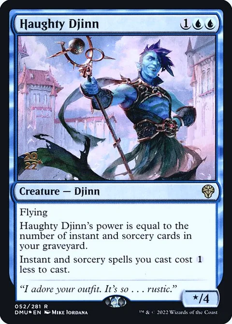 Haughty Djinn, card 52s from Dominaria United Promos