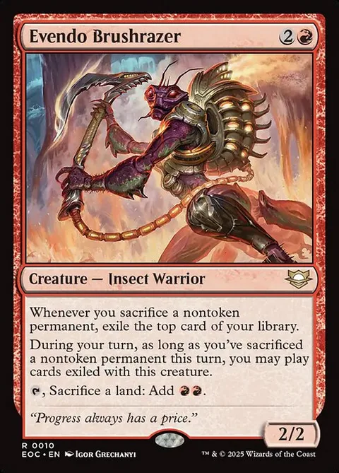 Evendo Brushrazer, card 10 from Edge of Eternities Commander
