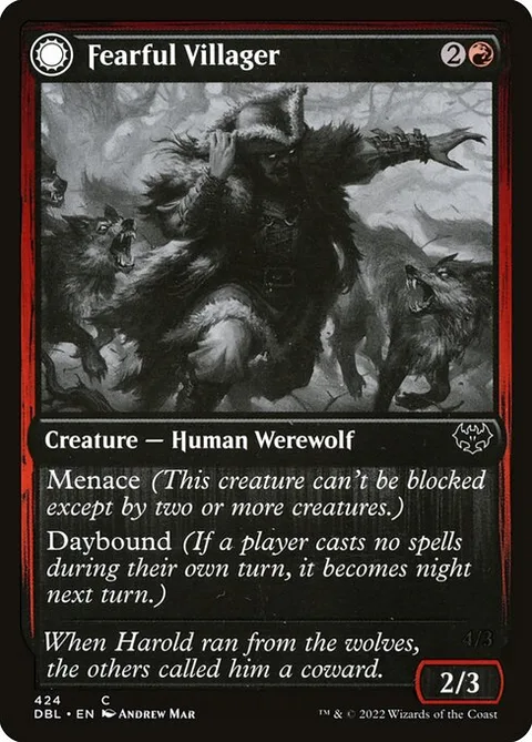 Fearful Villager // Fearsome Werewolf, carte 424 de Innistrad: Double Feature