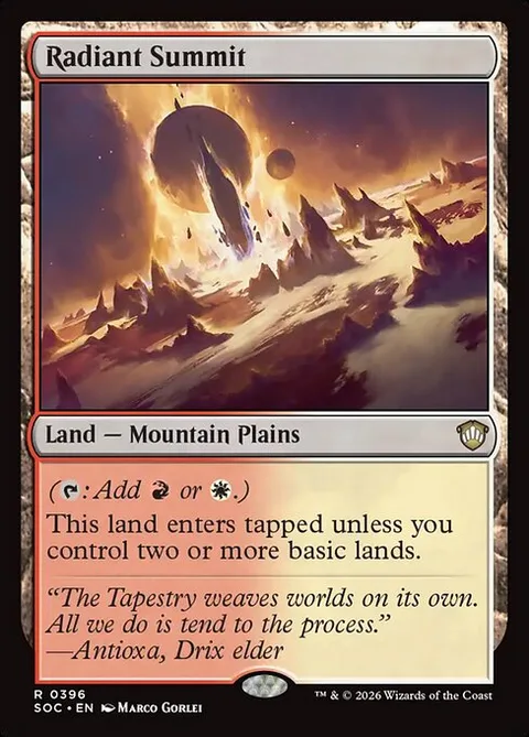 Radiant Summit, card 396 from Secrets of Strixhaven Commander