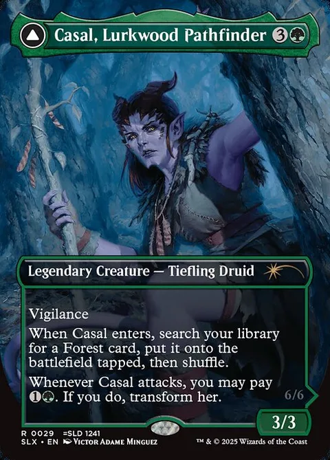 Casal, Lurkwood Pathfinder // Casal, Pathbreaker Owlbear, card 29 from Universes Within
