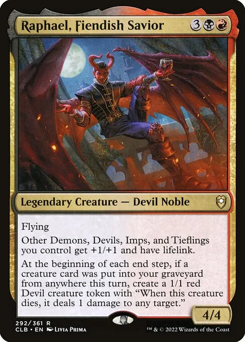 Raphael, Fiendish Savior, card 292 from Commander Legends: Battle for Baldur's Gate