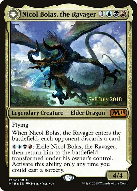 Nicol Bolas, the Ravager // Nicol Bolas, the Arisen, card 218s from Core Set 2019 Promos
