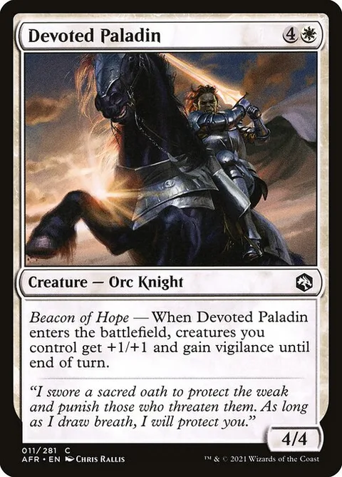 Devoted Paladin, card 11 from Adventures in the Forgotten Realms
