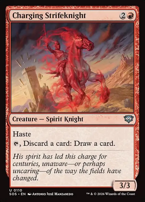 Charging Strifeknight, card 110 from Secrets of Strixhaven