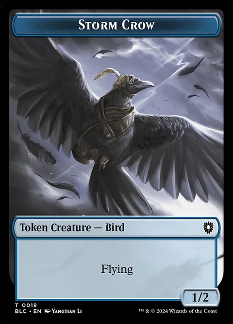 Storm Crow, card 18 from Bloomburrow Commander Tokens