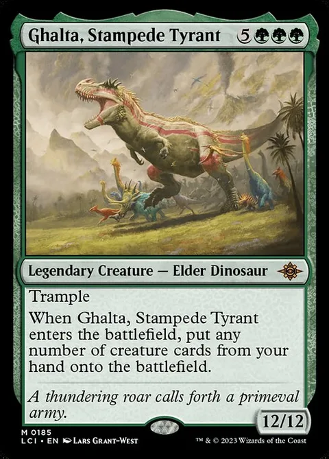 Ghalta, Stampede Tyrant, carte 185 de The Lost Caverns of Ixalan