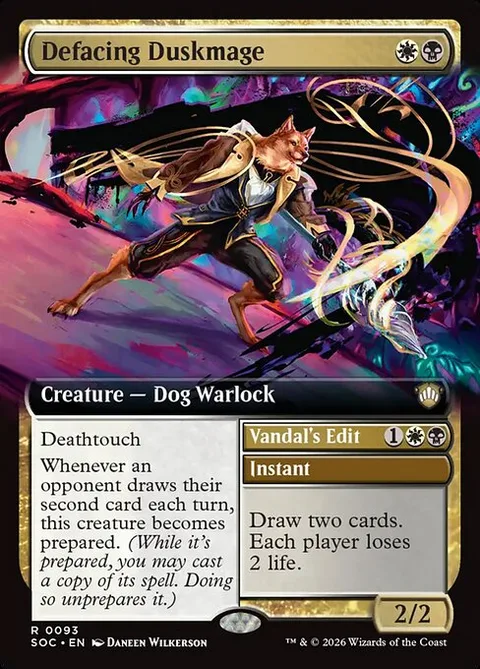 Defacing Duskmage // Vandal's Edit, card 93 from Secrets of Strixhaven Commander
