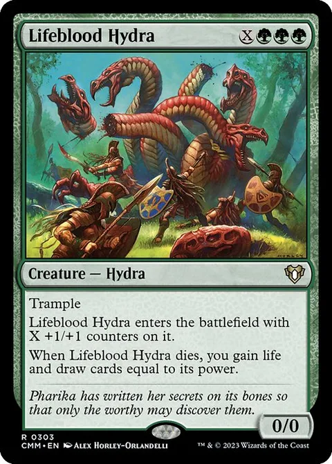 Lifeblood Hydra, card 303 from Commander Masters