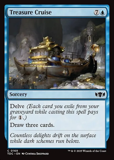 Treasure Cruise, card 169 from Tarkir: Dragonstorm Commander