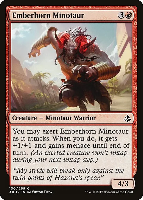 Emberhorn Minotaur, card 130 from Amonkhet