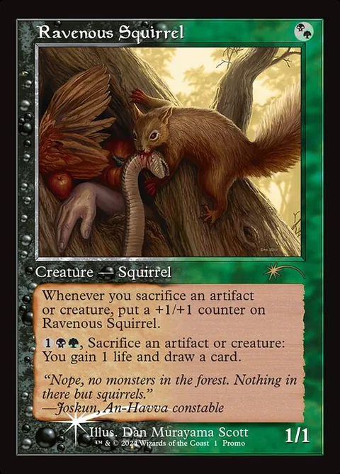 Ravenous Squirrel, card 15 from Wizards Play Network 2024