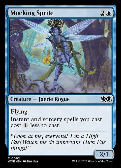 Mocking Sprite, carte 62 de Wilds of Eldraine
