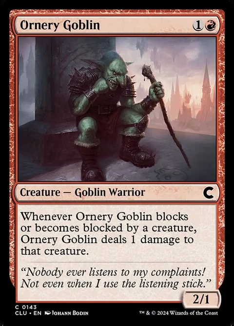 Ornery Goblin, card 143 from Ravnica: Clue Edition