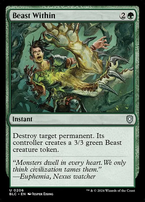 Beast Within, card 206 from Bloomburrow Commander