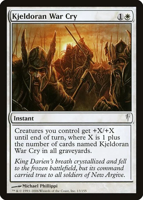 Kjeldoran War Cry, card 13 from Coldsnap