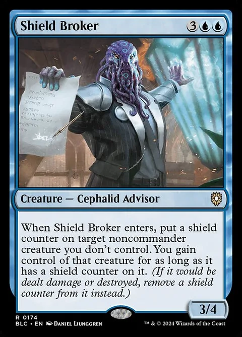 Shield Broker, carte 174 de Bloomburrow Commander