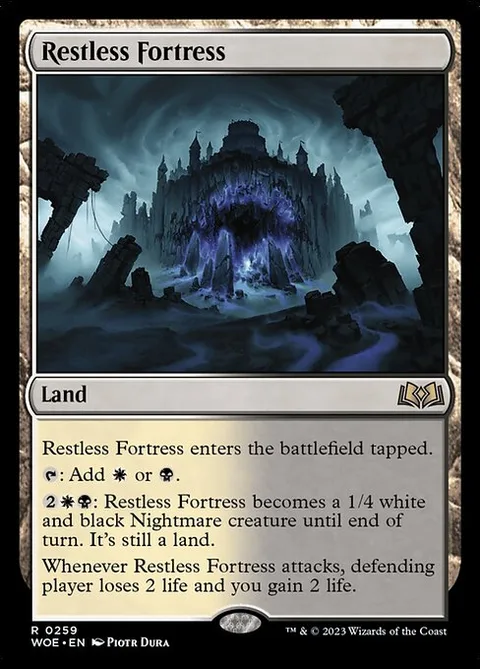 Restless Fortress, card 259 from Wilds of Eldraine