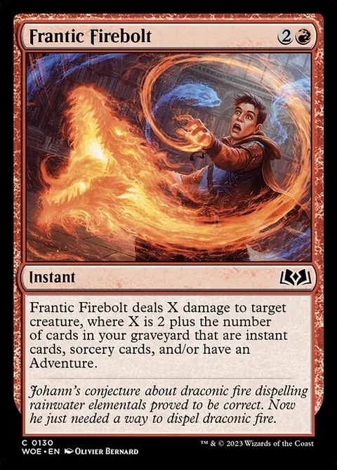 Frantic Firebolt, carte 130 de Wilds of Eldraine