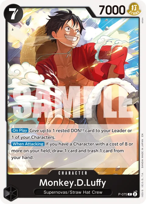 Monkey.D.Luffy - P-075 (Pirate Foil), carte P-075 de Premium Booster -The Best- Vol. 2
