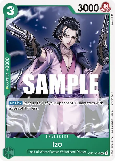 Izo (Tournament Pack Vol. 2), card OP01-033 from One Piece Promotion Cards