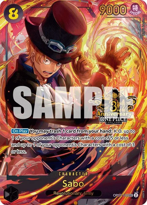 Sabo (Japanese Version 3rd Anniversary Set), card OP07-118 from One Piece Promotion Cards