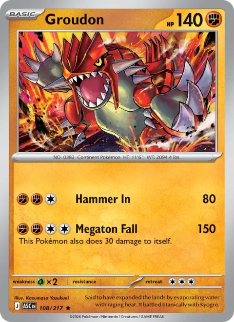 Groudon, carte 108 de Ascended Heroes