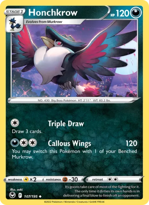 Honchkrow, card 107 from Silver Tempest