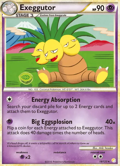 Exeggutor, carte 18 de HeartGold SoulSilver