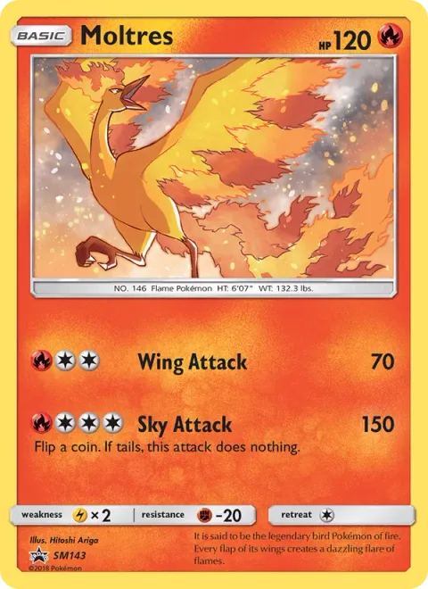 Moltres, card SM143 from SM Black Star Promos