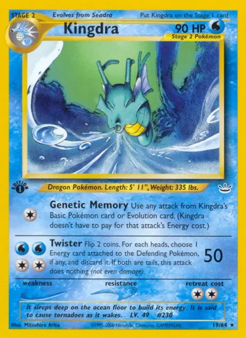 Kingdra, card 19 from Neo Revelation
