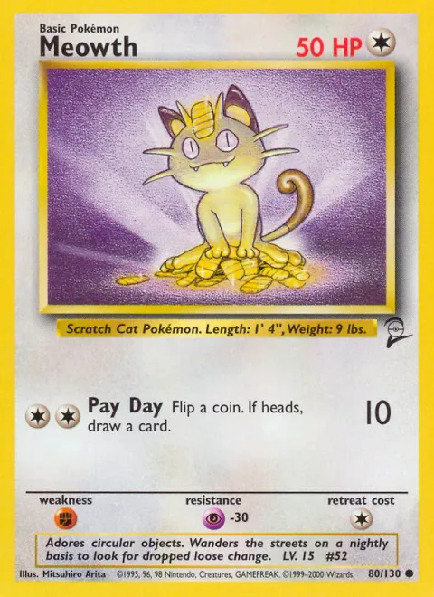 Meowth, carte 80 de Base Set 2