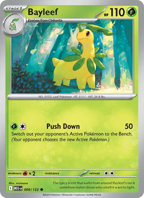 Bayleef, card 009 from Mega Evolution