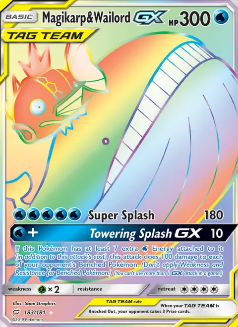 Magikarp & Wailord GX, carte 183 de Team Up