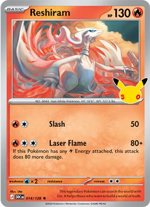 Reshiram, carte 014 de 30th Celebration