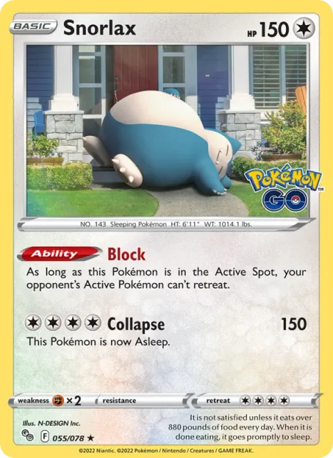 Snorlax, carte 055 de Pokémon GO