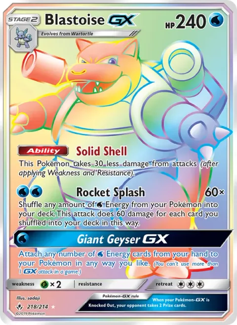 Blastoise GX, carte 218 de Unbroken Bonds