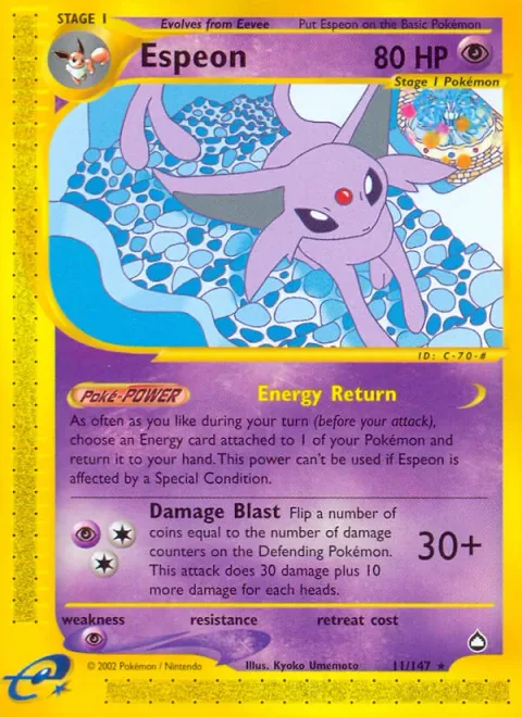Espeon, card 11 from Aquapolis