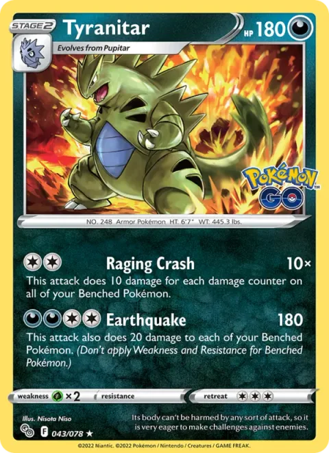 Tyranitar, card 043 from Pokémon GO